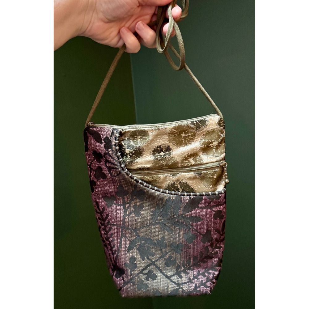 MARUCA Handmade Floral Brocade Zipper Small Shoulder Bag